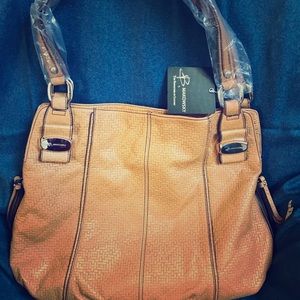 NWT B. Makowsky Basketweave embossed Shoulder Bag